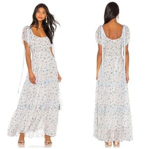 LOVESHACKFANCY Printed Long Jessie Dress in‎ Pearl River Sz 4 Cottagecore